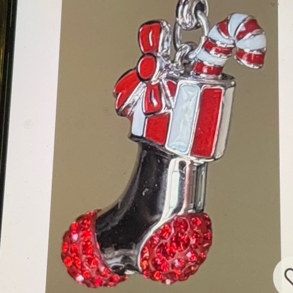 Swarovski Swan Signed Rhodium and Crystal Christmas Stocking Charm - Picture 6 of 8